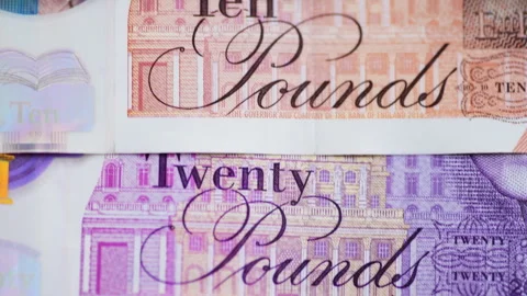 Pound Sterling bank notes macro. Stock Footage 312619215