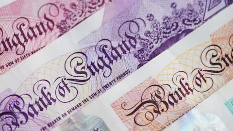 Pound Sterling bank notes macro. Stock Footage 312621157