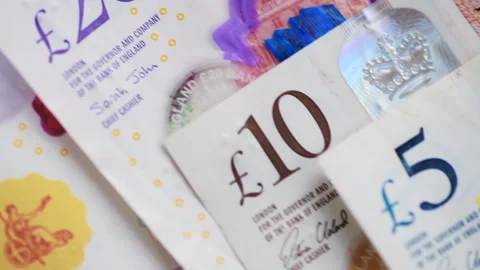 Pound Sterling bank notes macro. Stock Footage 312621324