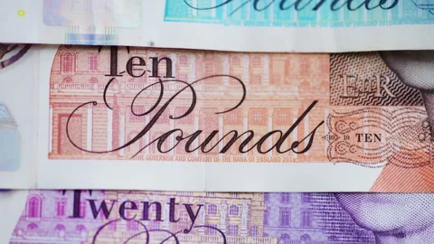 Pound Sterling bank notes macro. Stock Footage 312621740