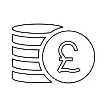 Pound sterling coins stack line icon. 스톡 일러스트