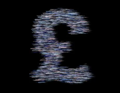 Pound sterling composed of technological data lines 스톡 일러스트