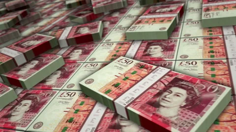 Pound Sterling money banknote pack loop animation Stock Footage