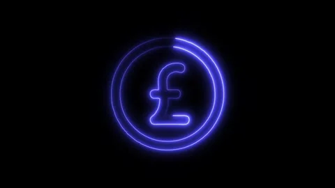 Pound Sterling Outline Icon in HD Video Neon Animation 库存影片 304553045