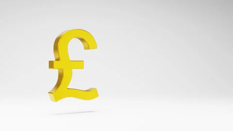 Pound Sterling Symbol Shape Spinning on Studio Light Gray Background Stock Footage 227901397