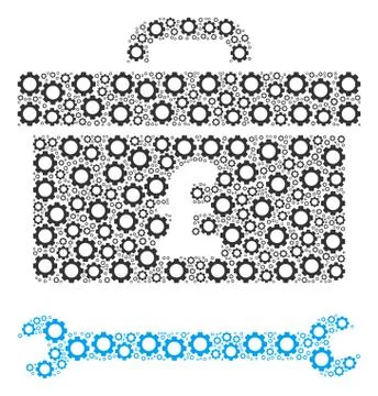 Pound Toolbox Collage of Cogs Stock Illustration