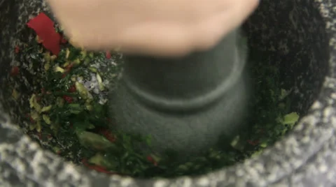 Pounding Herbs In Mortar Stock Footage 36610812