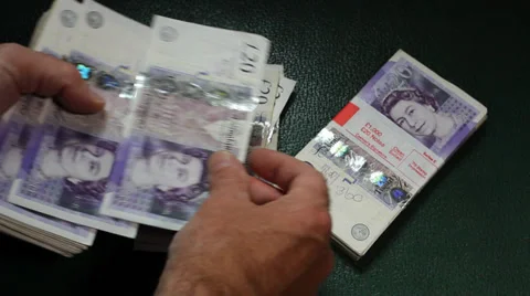 Pounds Sterling Being Counted Stock Footage 37888949