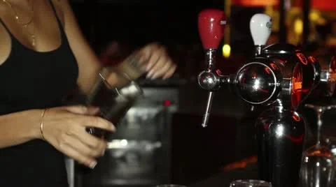 Pour beer from tap Stock Footage