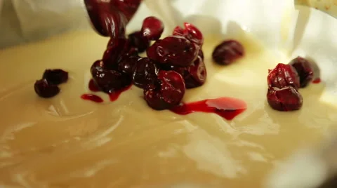 Pour the berries on the dough Stock Footage 42755143