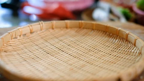 Pour the chili in to the basket in kitchen to prepare ingredient Stock Footage 100701421
