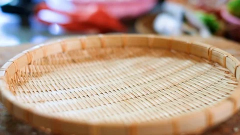 Pour the chili in to the basket in kitchen to prepare food Stock Footage 100728534