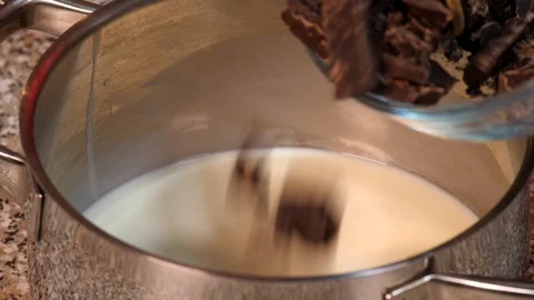 Pour chocolate in the milk Stock Footage 97953859
