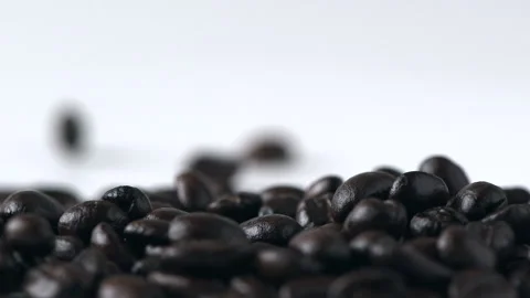 Pour coffee bean from above, Fried coffee beans concept, slow motion Stock-Footage 232314984