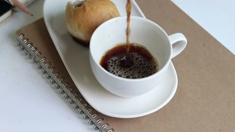 Pour Coffee in the cup. Stock Footage 96111735