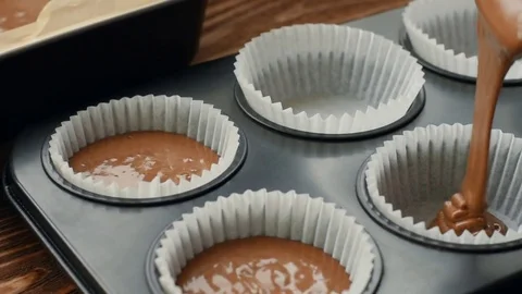 Pour the dough into the mold Stock Footage 69748836
