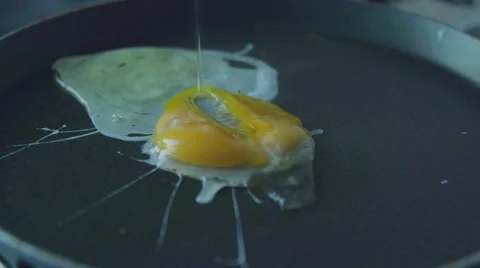 Pour egg in a pan slow motion Stock Footage 57639070