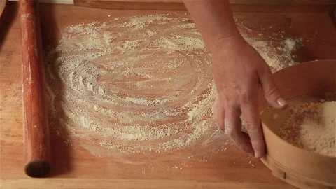 Pour flour on the Board Stock Footage 91287907