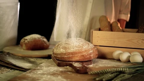 Pour the flour to bread in slow motion Stock Footage 72658993