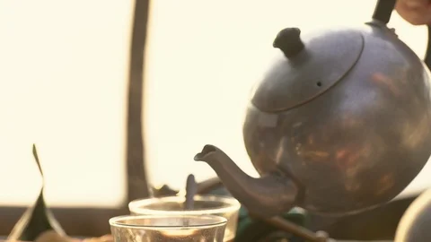 Pour hot water Stock Footage 126072063