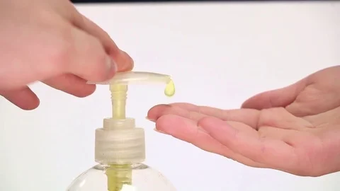 Pour liquid soap on hands Stock Footage 84151892