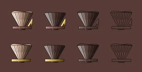 Pour over alternative coffee maker. V coffee cone vector illustration on brown Stock Illustration