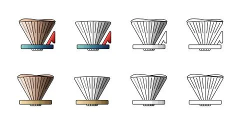 Pour over alternative coffee maker. V coffee cone vector illustration on white Stock Illustration