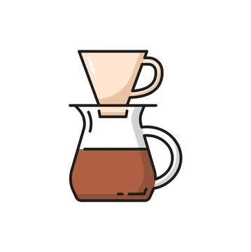 Pour over brewer alternative coffee making method Stock Illustration