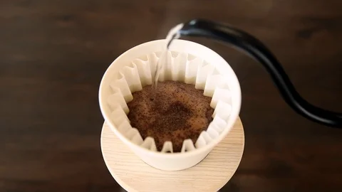 Pour Over Coffee Bloom Stock Footage