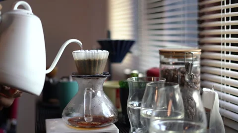 Pour Over Coffee Brewing: A close-up shot showcasing the meticulous process.. Stock Footage 297598532