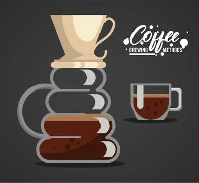 Pour over coffee brewing method Stock Illustration