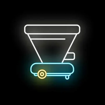 Pour over coffee dripper neon icon illustrating brewing Ilustração Stock