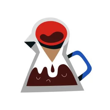 Pour over coffee dripper pot for brewing drip coffee, glass kettle with filter Stock Illustration