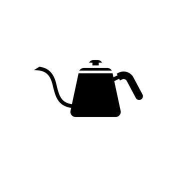 Pour over coffee kettle, maker side view. Teapot with long and narrow wave sp Stock Illustration