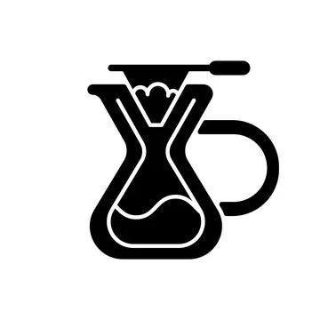 Pour over coffee maker black glyph icon Stock Illustration
