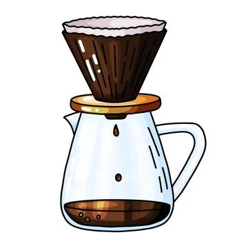 Pour Over Coffee Maker Hand Drawn Doodle Stock Illustration