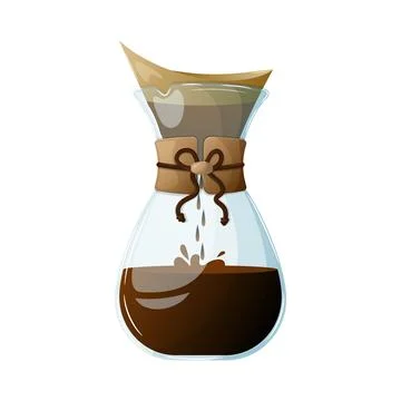 Pour over coffee maker with a paper filter Stock Illustration