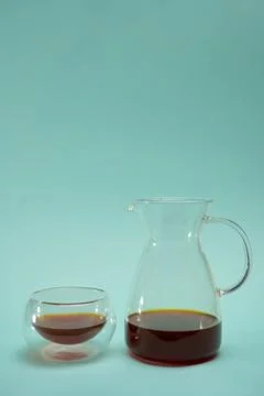 Pour Over Coffee on Solid Background Fotos de archivo