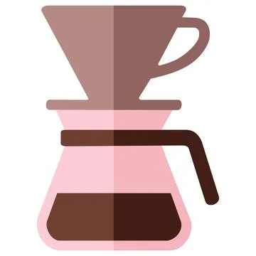 Pour over filter coffee maker flat vector icon Ilustração Stock