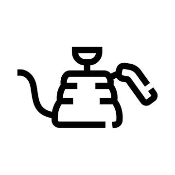 Pour over kettle coffee brewing equipment line drawing Ilustração Stock