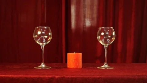 Pour the red wine into a romantic dinner Stock Footage 89258265