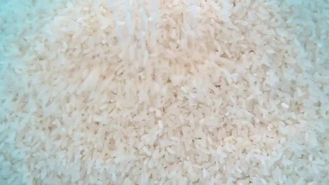 Pour the rice into plastic buckets Stock Footage 72971731