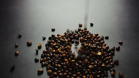 Pour roasted coffee beans Stock Footage 232778925