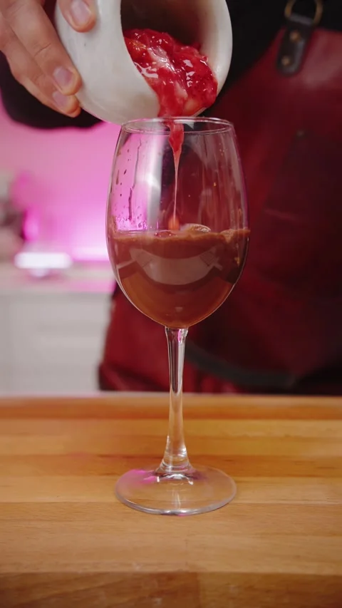 Pour Strawberries into Chocolate on Camera Vídeos de archivo 283011166
