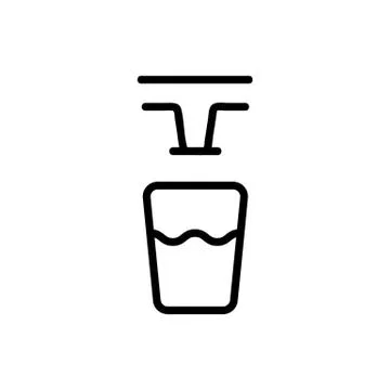 Pour water into the glass icon vector. Isolated contour symbol illustration Stock Illustration