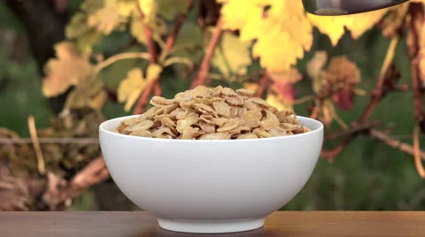 Poured milk on cornflakes Video stock 56527491