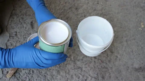 Poured paint with jars Stock Footage 64806176