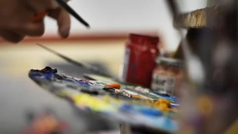 Pouring Acrylic Paint Video stock 250483955