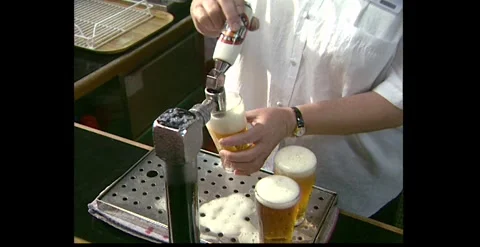 Pouring Beer at Australian Pub (1990s) Stock Footage 317804100