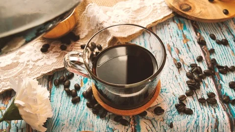 Pouring Black coffee Stock Footage 105179850